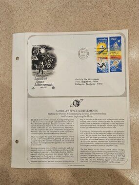 RARE COLLECTIBLE USPS 1ST DAY ISSUE COVER AMERICAS SPACE ACHIEVEMENTS NASA STAMP